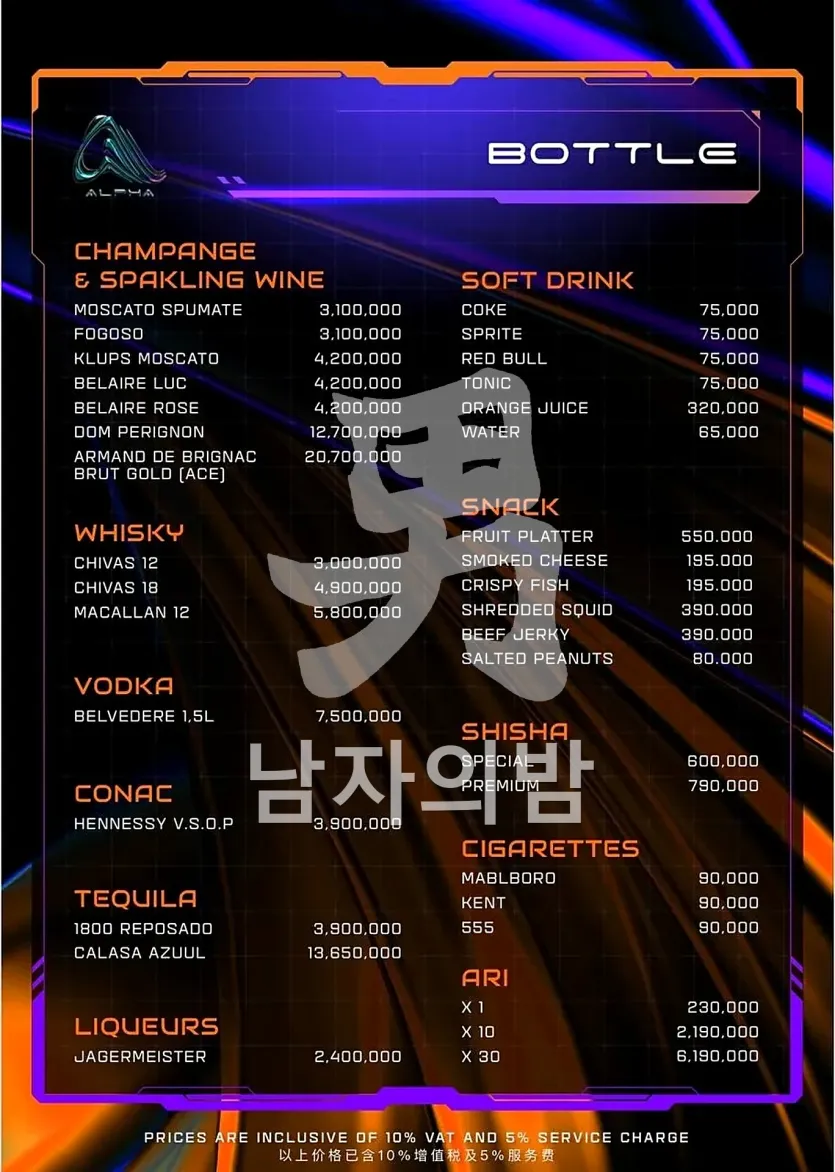 나트랑 알파 클럽 가격표
